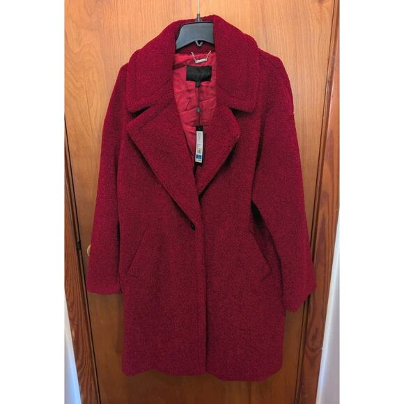 Kendall & Kylie Red Long Faux Fur Fuzzy Winter Coat Size XL NWT Retail $240 - Picture 1 of 11